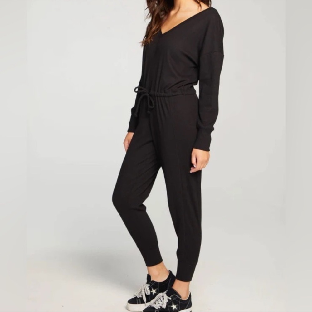 Chaser size small double V ribbed drawstring jumpsuit NWT